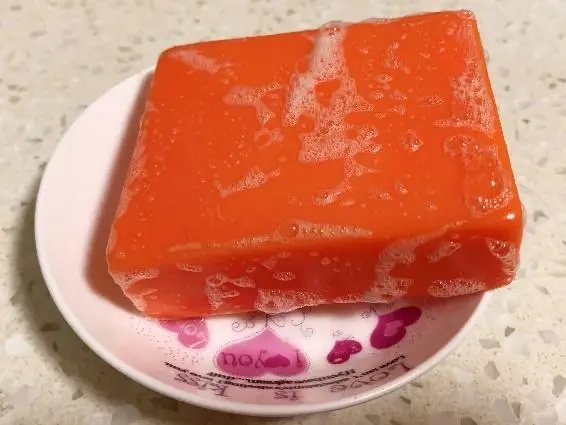 A buyer's photo of the papaya soap bar