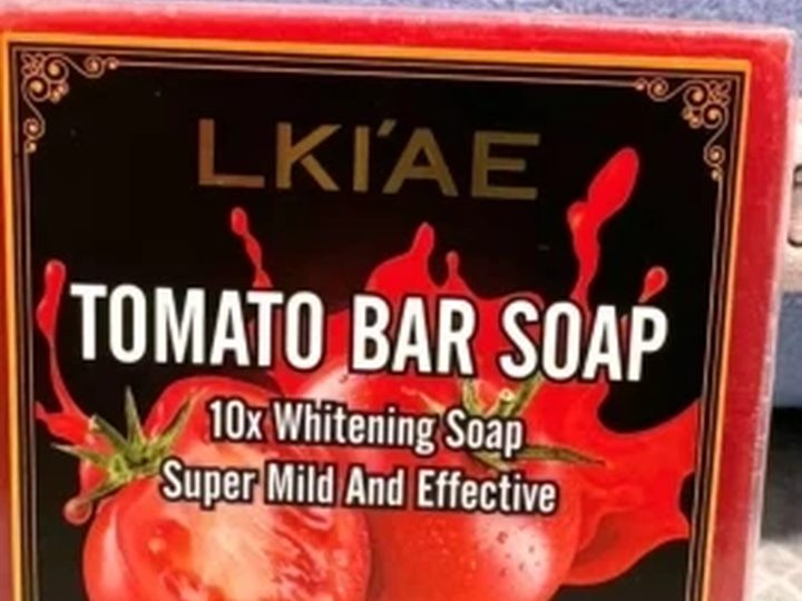 A buyer's photo of the tomato soap box